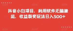 抖音小白项目，利用软件无脑搬运，收益裂变玩法日入500+【揭秘】-八爪鱼资源库