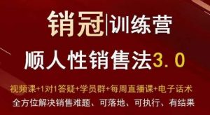 爆款!销冠训练营3.0之顺人性销售法,全方位解决销售难题、可落地、可执行、有结果-八爪鱼资源库