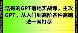 浩哥的GPT落地实战课,主攻GPT,从入门到高阶各种高端法一网打尽-八爪鱼资源库