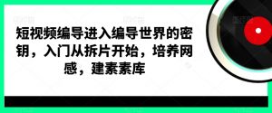 短视频编导进入编导世界的密钥，入门从拆片开始，培养网感，建素素库-八爪鱼资源库