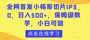 全网首发小杨哥切片IP3.0,日入500+,保姆级教学,小白可做【揭秘】-八爪鱼资源库