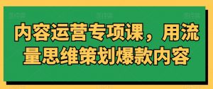 内容运营专项课，用流量思维策划爆款内容-八爪鱼资源库