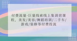 付费流量·巨量线索线上集训营课程,美发/美容/舞蹈培训/二手车/游戏/装修等付费投流-八爪鱼资源库