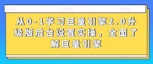 从0-1学习巨量引擎2.0升级版后台设置实操,全面了解巨量引擎-八爪鱼资源库