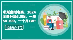 私域虚拟电商，2024全新升级3.0版，一单50-200，一个月1W+【揭秘】-八爪鱼资源库