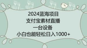 2024年蓝海项目，支付宝素材直播，无需出境，小白也能日入1000+ ，实操教程【揭秘】-八爪鱼资源库