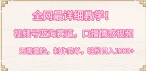 全网最详细教学,视频号蓝海赛道,口播情感视频,无需露脸,制作简单,轻松实现日入1000+【揭秘】-八爪鱼资源库