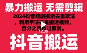 2024最新抖音搬运技术，抖音短剧视频去重，手法搬运，利用工具去重，达到秒过原创的效果【揭秘】-八爪鱼资源库