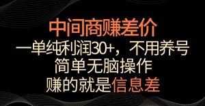 中间商赚差价，一单纯利润30+，简单无脑操作，赚的就是信息差，轻轻松松日入1000+【揭秘】-八爪鱼资源库