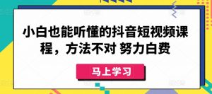 小白也能听懂的抖音短视频课程,方法不对 努力白费-八爪鱼资源库