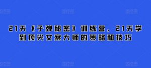 21天《子弹秘密》训练营，21天学到顶尖文案大师的策略和技巧-八爪鱼资源库