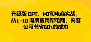 升级版 GPT、MJ和电商实战,从1~10 深度应用帮电商、内容公司节省60%的成本-八爪鱼资源库