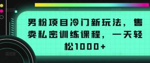 男粉项目冷门新玩法，售卖私密训练课程，一天轻松1000+【揭秘】-八爪鱼资源库
