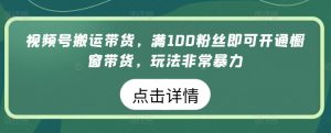 视频号搬运带货,满100粉丝即可开通橱窗带货,玩法非常暴力【揭秘】-八爪鱼资源库