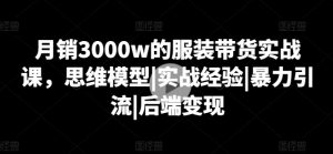 月销3000w的服装带货实战课，思维模型|实战经验|暴力引流|后端变现-八爪鱼资源库