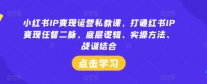 小红书IP变现运营私教课,打通红书IP变现任督二脉,底层逻辑、实操方法、战训结合-八爪鱼资源库
