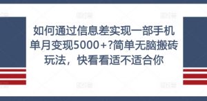 如何通过信息差实现一部手机单月变现5000+?简单无脑搬砖玩法,快看看适不适合你【揭秘】-八爪鱼资源库