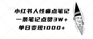 小红书人性痛点笔记,一条笔记点赞3W+,单日变现1k-八爪鱼资源库