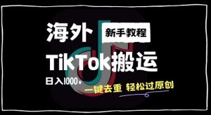 2024最新海外TikTok搬运玩法,一键去重轻松过原创,新手无经验也能日入1k【揭秘】-八爪鱼资源库