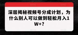 深层揭秘视频号分成计划,为什么别人可以做到轻松月入1W+?-八爪鱼资源库