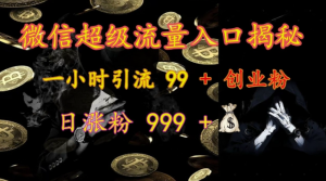 微信超级流量入口揭秘:一小时引流 99 + 创业粉,日涨粉 999 +-八爪鱼资源库