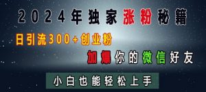 2024年独家涨粉秘籍,日引流300+创业粉,加爆你的微信好友,小白也能轻松上手-八爪鱼资源库