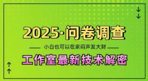 2025问卷调查最新工作室技术解密:一个人在家也可以闷声发大财,小白一天2张,可矩阵放大【揭秘】-八爪鱼资源库