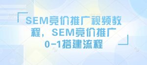 SEM竞价推广视频教程,SEM竞价推广0-1搭建流程-八爪鱼资源库
