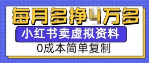 小红书虚拟资料项目,0成本简单复制,每个月多挣1W【揭秘】-八爪鱼资源库