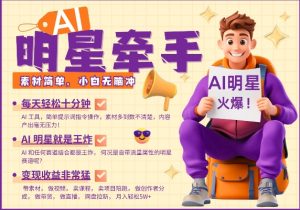 AI明星牵手,每天十分钟,带货、素材、分成都非常猛,发布就爆,月入过W,小白无脑冲-八爪鱼资源库