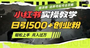 2月小红书最新日引500+创业粉实操教学【超详细】小白轻松上手,月入1W+,附小红书养号起号SOP-八爪鱼资源库