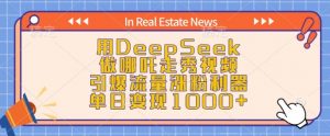 用DeepSeek做哪吒走秀视频,引爆流量涨粉利器,单日变现1k-八爪鱼资源库
