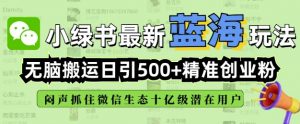 小绿书无脑搬运引流,全自动日引500精准创业粉,微信生态内又一个闷声发财的机会-八爪鱼资源库