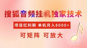 首发搜狐音频挂JI,项目红利期,可矩阵可放大,稳定月入5k【揭秘】-八爪鱼资源库