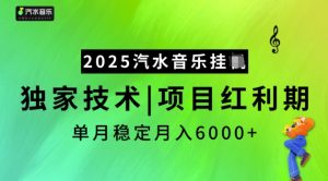 2025汽水音乐挂JI,独家技术,项目红利期,稳定月入5k【揭秘】-八爪鱼资源库
