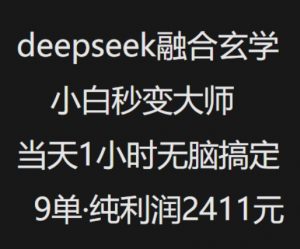 抖音小红书deepseek融合玄学,纯小白秒变大师,当天1小时无脑搞定9单,纯利润上千-八爪鱼资源库