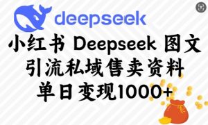 小红书Deepseek图文引流私域售卖资料,单日变现多张-八爪鱼资源库