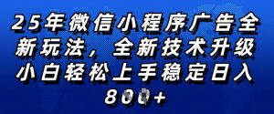 2025年微信小程序全新玩法纯小白易上手,稳定日入多张,技术全新升级,全网首发【揭秘】-八爪鱼资源库