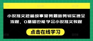 小说推文短篇故事混剪最新剪辑实操全流程,0基础也能学会小说推文教程,肯干多发日入多张-八爪鱼资源库