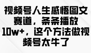 视频号人生感悟图文赛道,条条播放10w+,这个方法做视频号太牛了-八爪鱼资源库