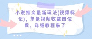 小说推文最新玩法(视频标记),单条视频收益四位数,详细教程来了-八爪鱼资源库
