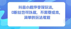 抖音小程序变现玩法,0粉丝也可以做,不需要成本,简单的玩法教程-八爪鱼资源库