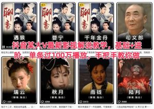 抖音某大V最新影视解说教学,基础+进阶,单条过100万播放,手把手教你做-八爪鱼资源库